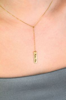 Romantyczny złoty naszyjnik krawatka z grawerem „Kocham Kuba”, wykonany ze złota 585. Delikatny, elegancki i pełen uczuć. Oryginalne opakowanie i 2-letnia gwarancja. Idealny prezent (3).jpg